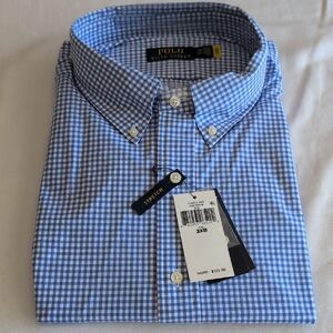 Polo by Ralph Lauren Men's Blue and White Gingham Shirt